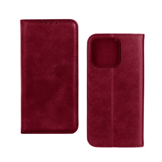 Leather Flip Cover with Internal Pocket For Xiaomi Redmi 12c Red